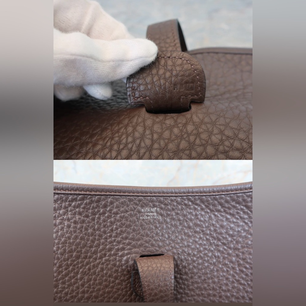 AUTHENTIC HERMES EVELYNE GM Chocolate brown clemence leather crossbody - Picture 11 of 15